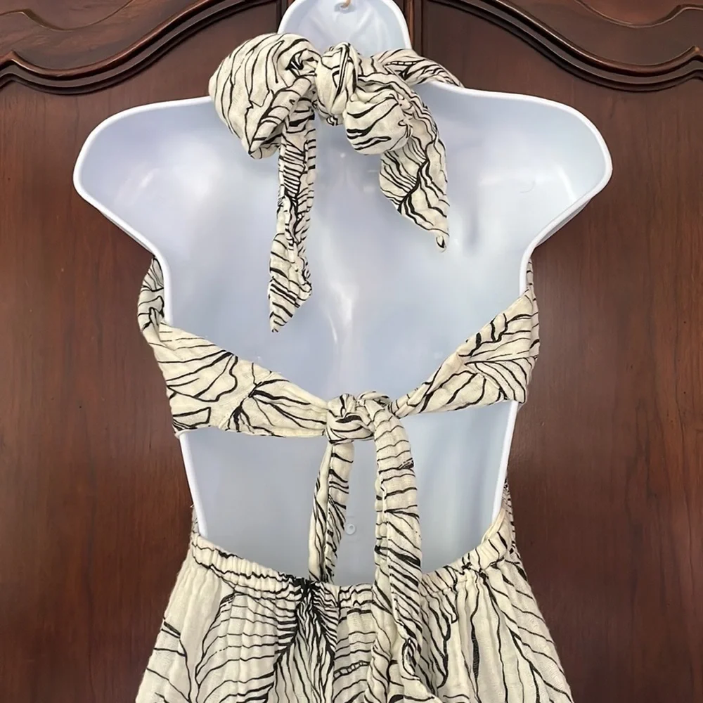 ELAN Criss Cross Maxi Dress Cream & Black Size M - Picture 8 of 11